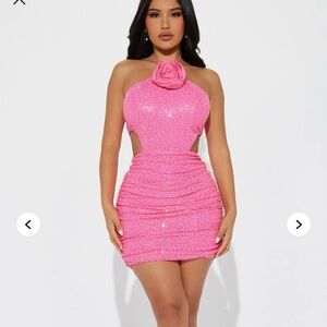 Elegant Pink Halter Dress